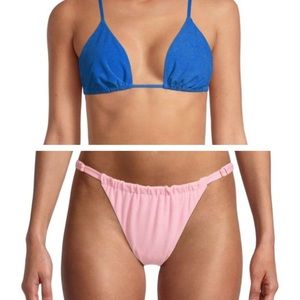 WeWoreWhat Blue and Pink Terrycloth Bikini Size Medium New